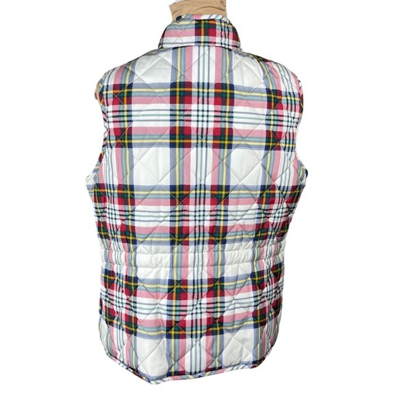 St John's Bay Puffer Vest Multi Color Plaid Size L Large Full Zip Women's - Picture 3 of 7